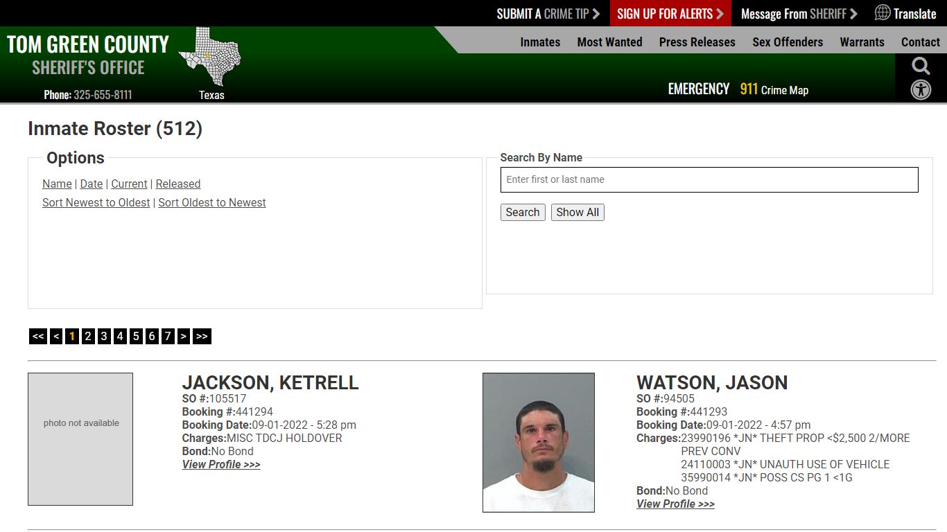 Inmate Roster (510) - Tom Green County Sheriff